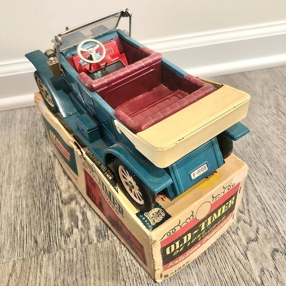 Sss Int'l Antique Delux Tourer, Tin, Friction Driven Old-Timer Car w/Box Aqua. - Picture 5 of 7